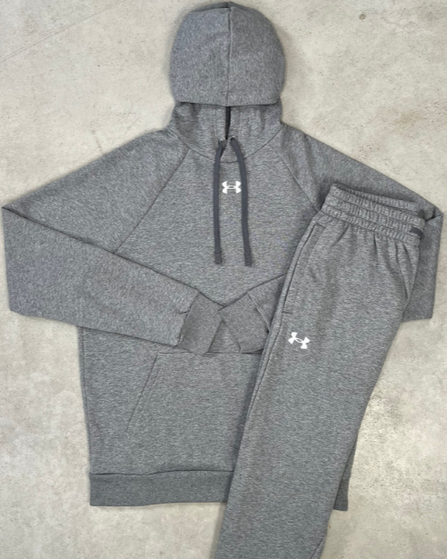 UNDERARMOUR FLEECE HOODIE TRACKSUIT GREY