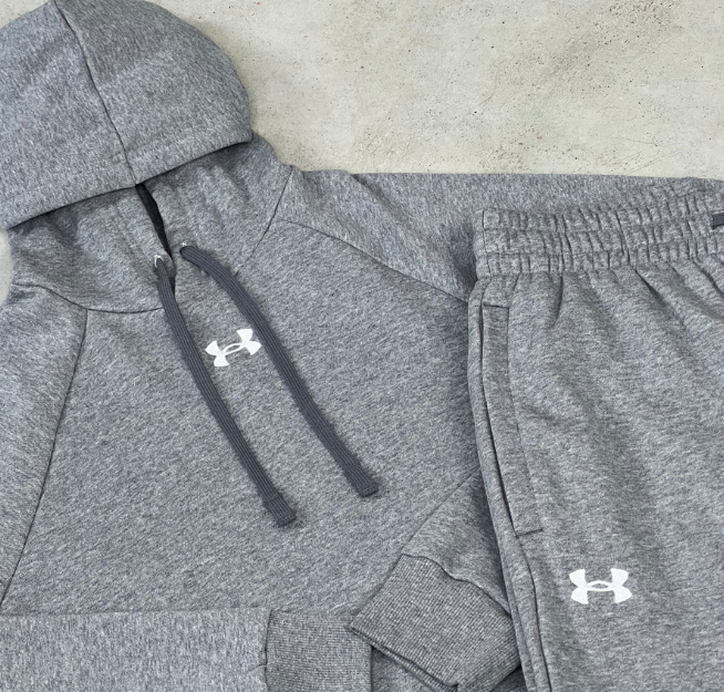 UNDERARMOUR FLEECE HOODIE TRACKSUIT GREY